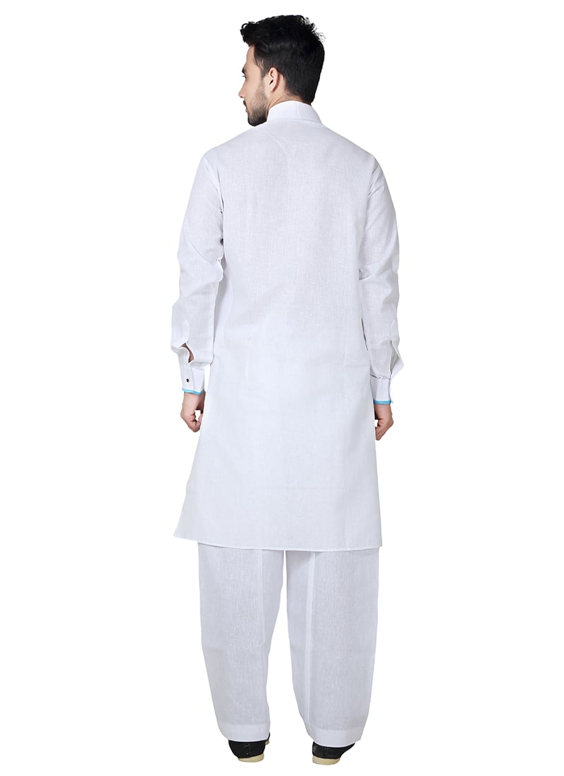 Han - Pure Linen Pathani Pyjama - Dark Blue – Linen Trail