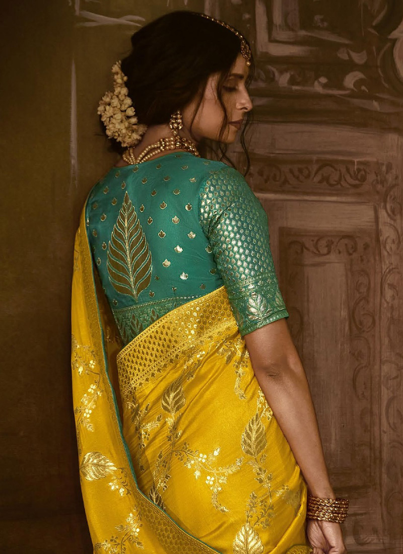 Yellow Art Silk Zari Sarees SASKA3753229