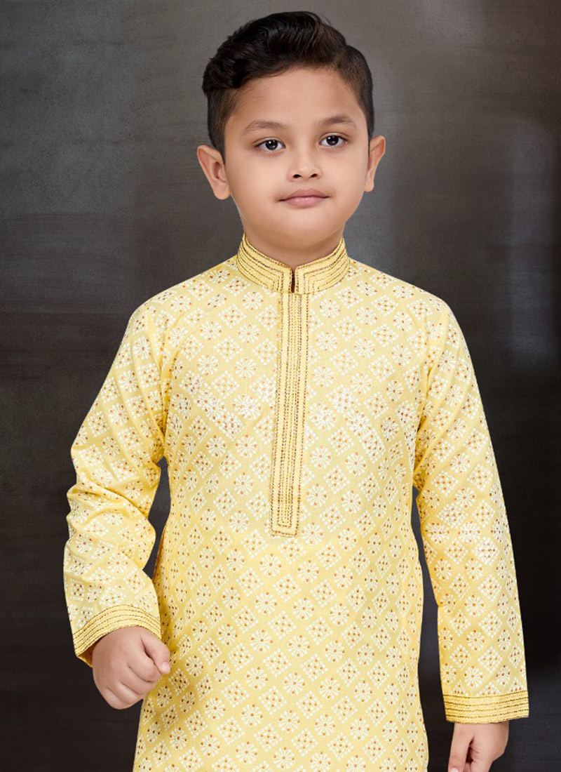 Buy Indian Ethnic Clothing Mehendi Yellow kids Kids Boys Kurta Pyjamas