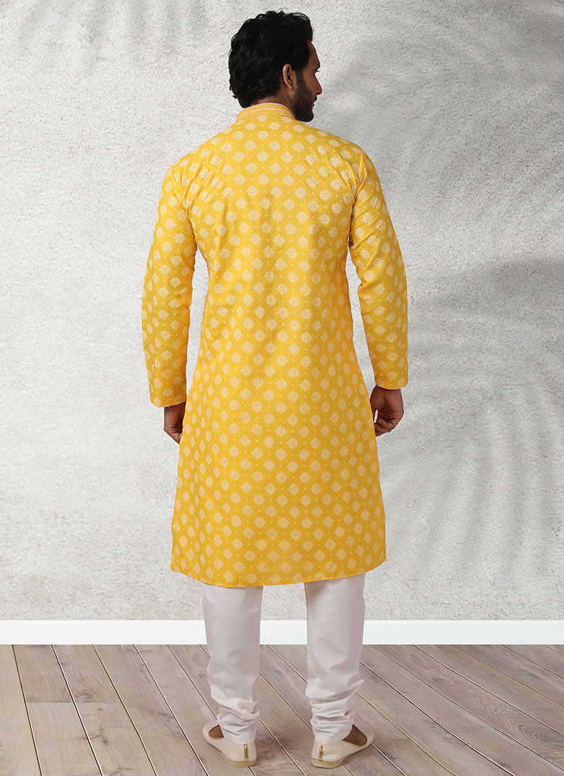 Pattern kurti 46- Handloom cotton kurti in yellow
