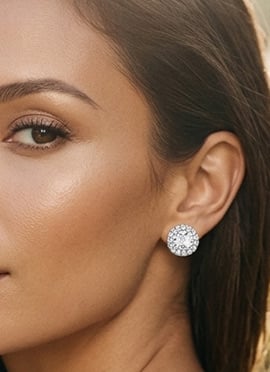 Premium 925 Sterling Silver Stud Earrings With Moissanite Detailing