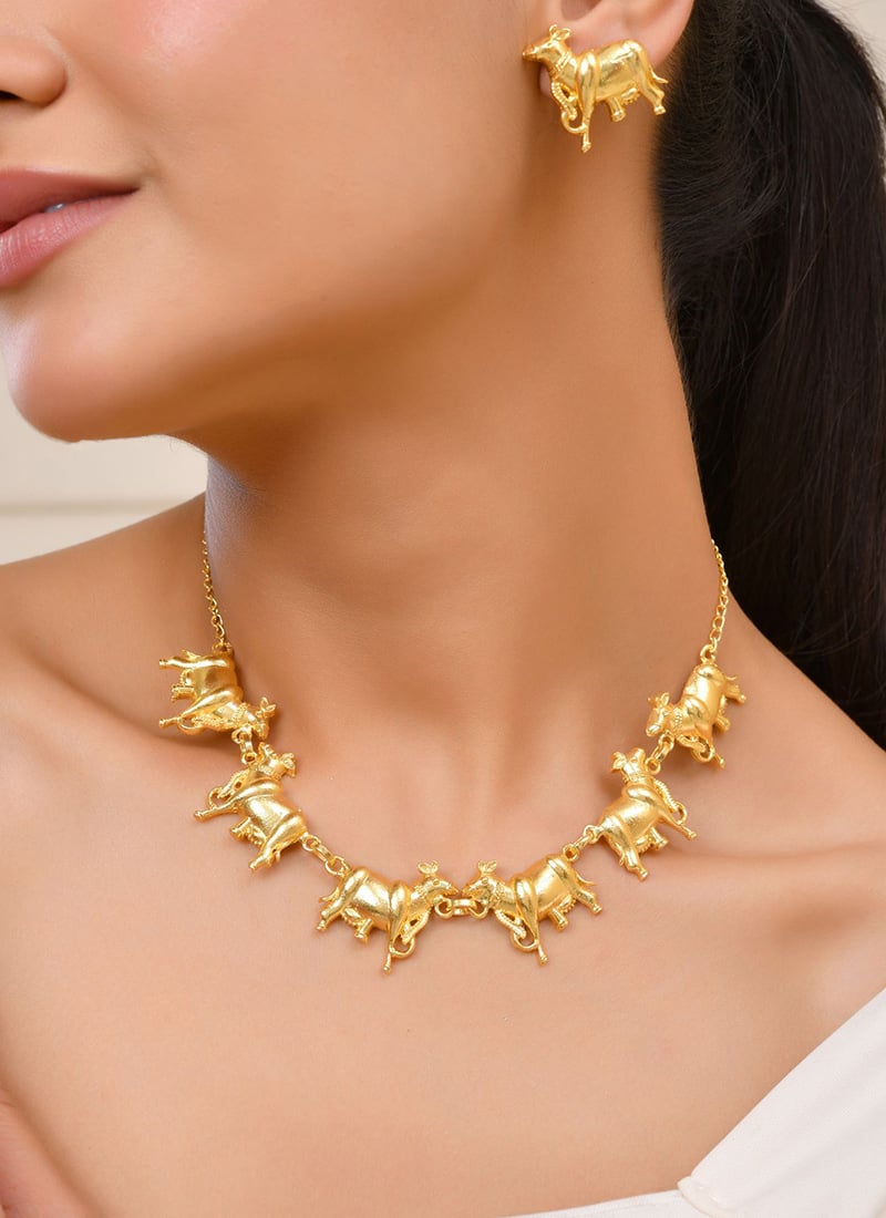 Premium Gold Necklace Wedding Wear