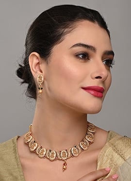 Premium Gold Pearl Stone Necklace