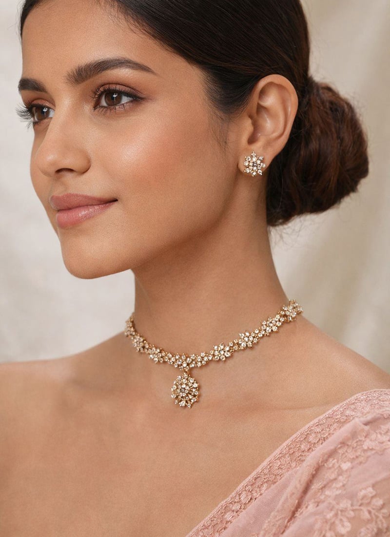 Premium Gold Stone Choker Wedding Wear