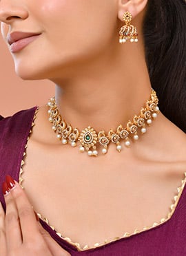 Premium Gold Stone Moti Choker