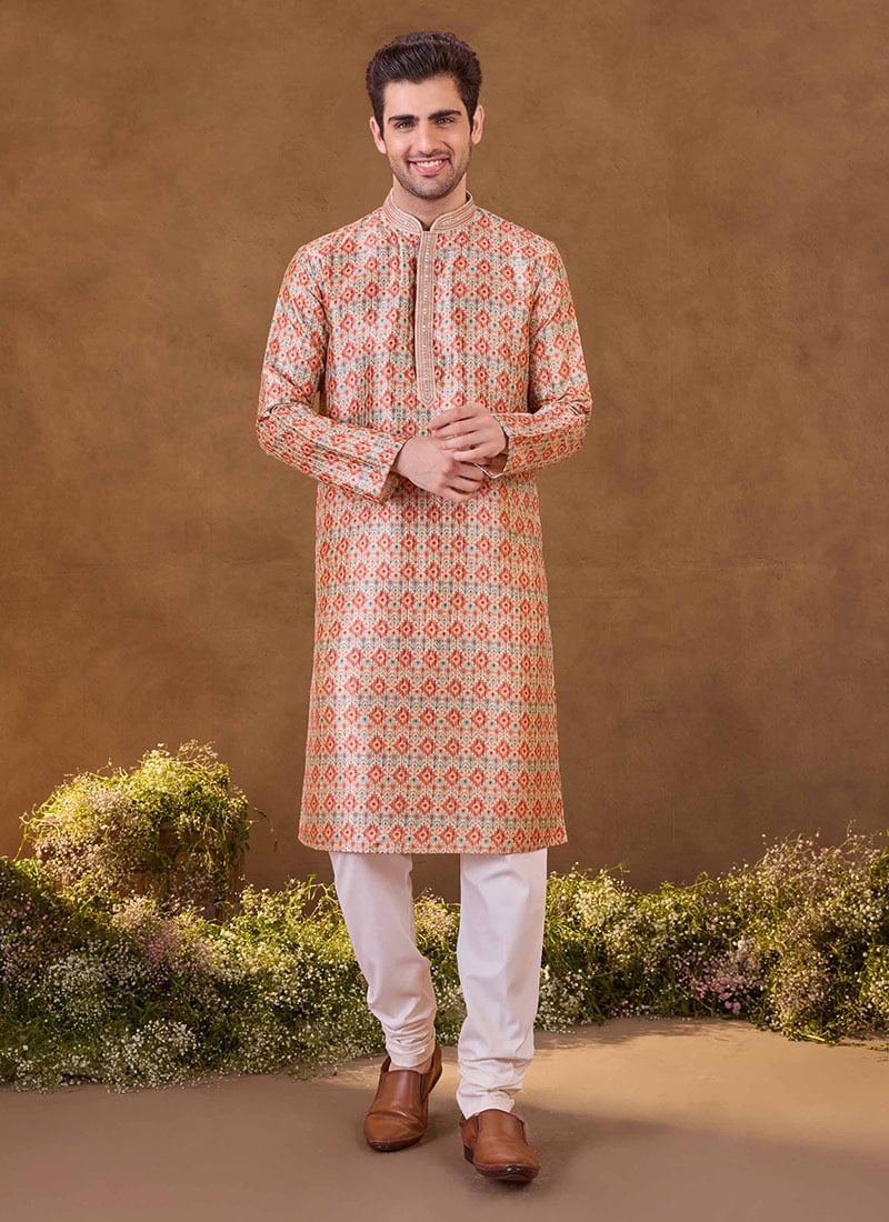 Premium Multicolour Digital Sequence Festive Kurta Pyjama Set Festive Wear