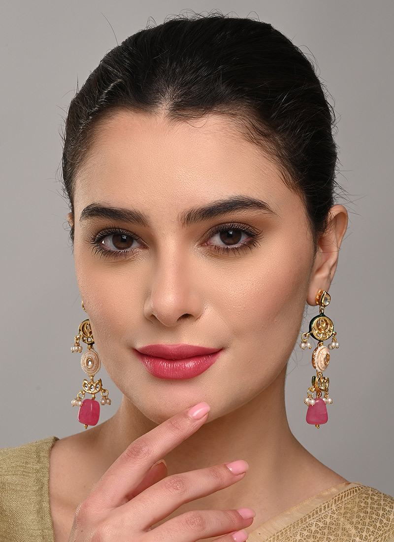 Premium Pink Kundan Stone Bead Drops After Six Wear