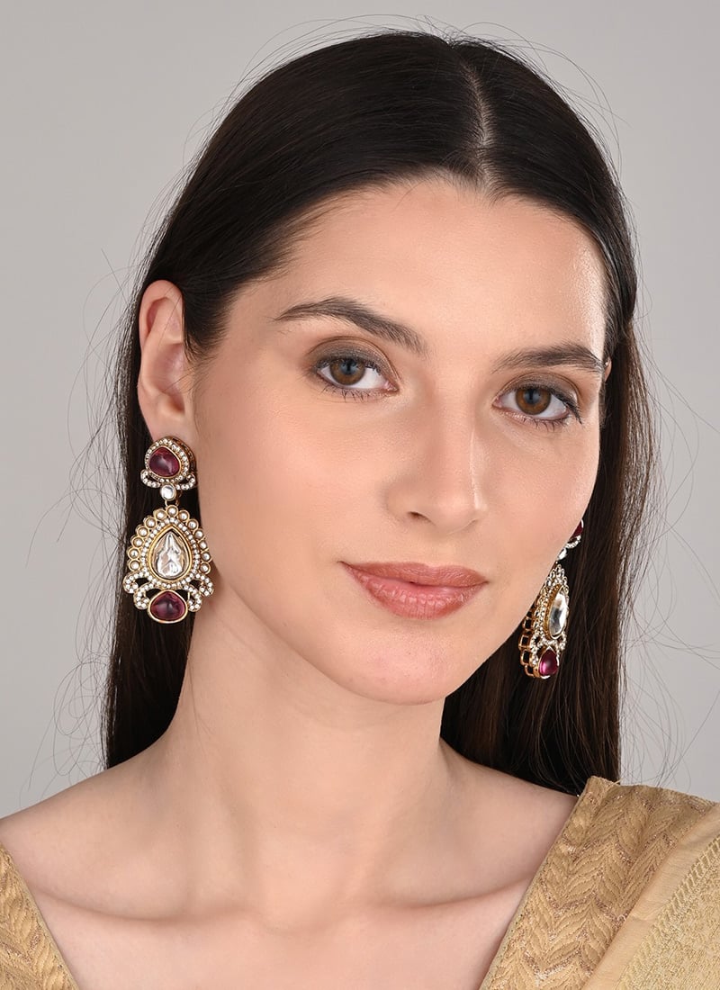 Premium Pink Stone Drops Festive Wear