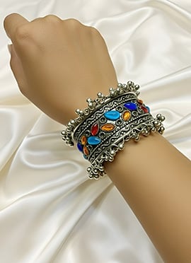 Premium Silver Multi Stone Oxidised Bracelet