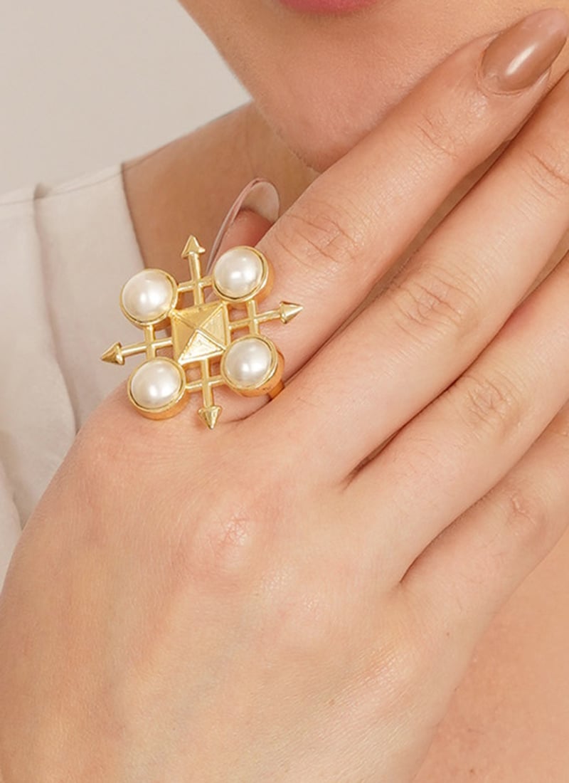 Premium White Pearl Ring Festive Wear