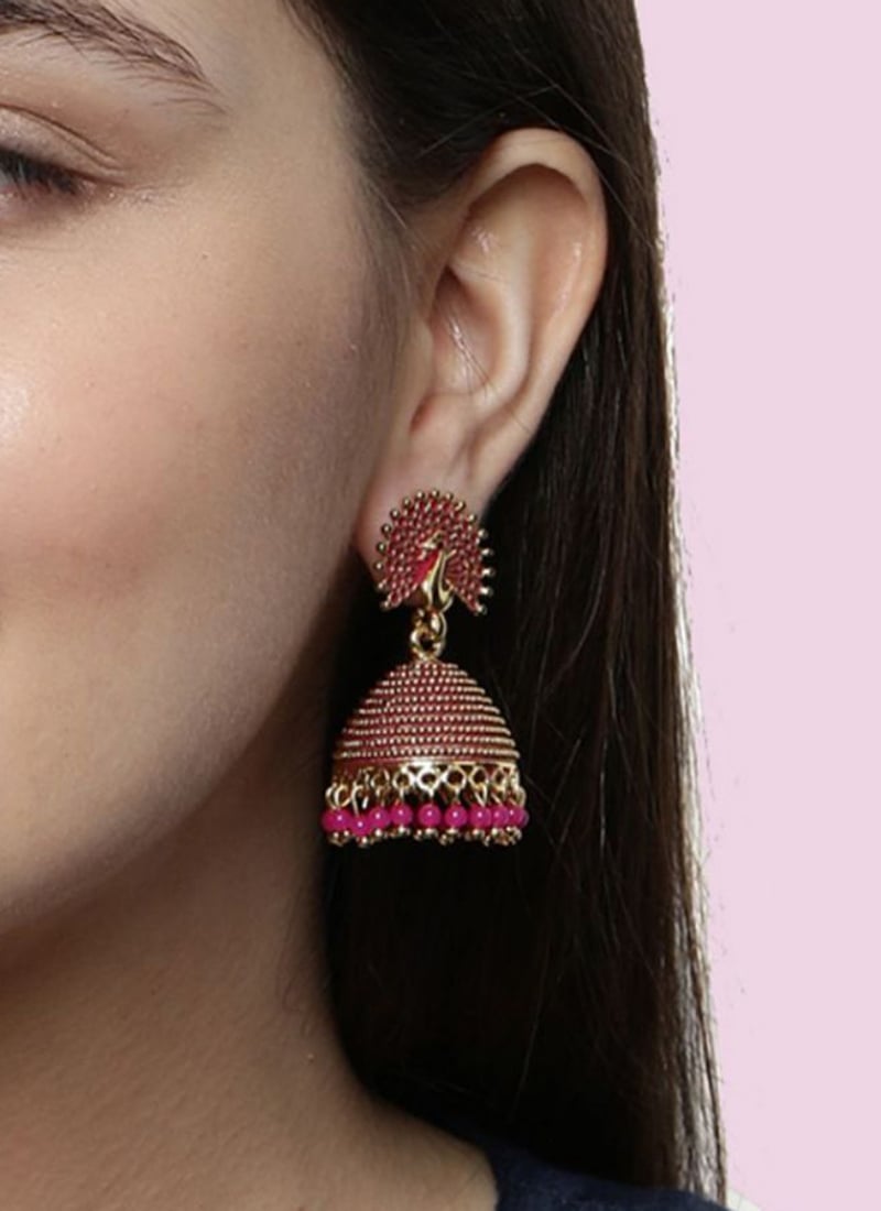 Pretty Pink Beaded Jhumka
