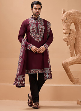 Pretty Pink Viscose Silk Embroidered Sequins Thread Kurta