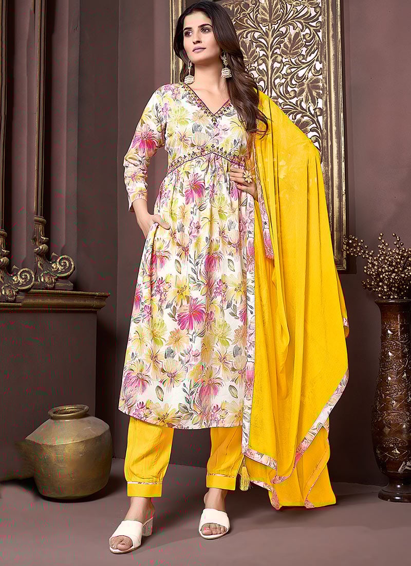 Printed White Rayon Straight Pant Suit After Six Wear