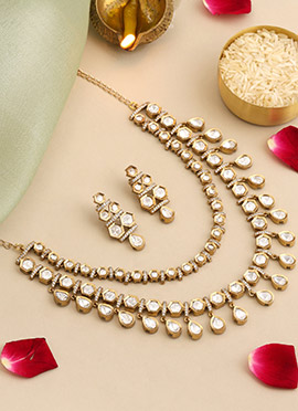 Pristine White Kundan Stones Necklace