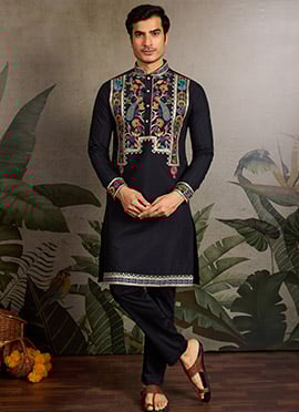 Pure White Viscose Silk Embroidered Sequins Thread Kurta