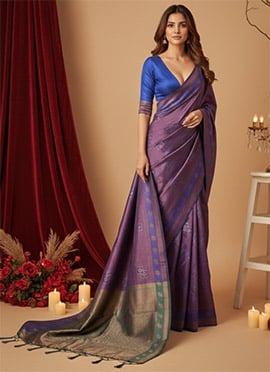 Purple  Banarasi Silk Zari Saree