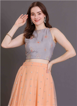 Grey Art Silk Blouse