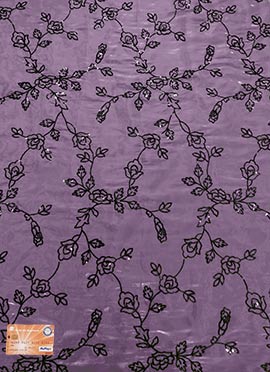 Purple Art Silk Sequinse Embroidered Fabric