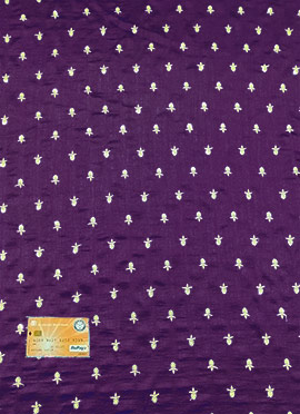 Purple Art Silk Embroidered Fabric
