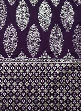 Purple Art Silk Embroidered Sequins Fabric