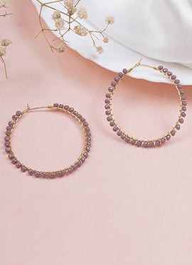 Purple Beads Hoops