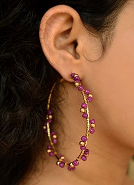 Purple Beads Hoops