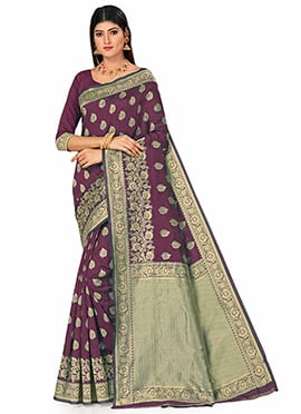 Purple Benarasi Art Silk Saree Festive Wear