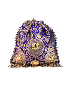 Purple Brocade Beads Potli