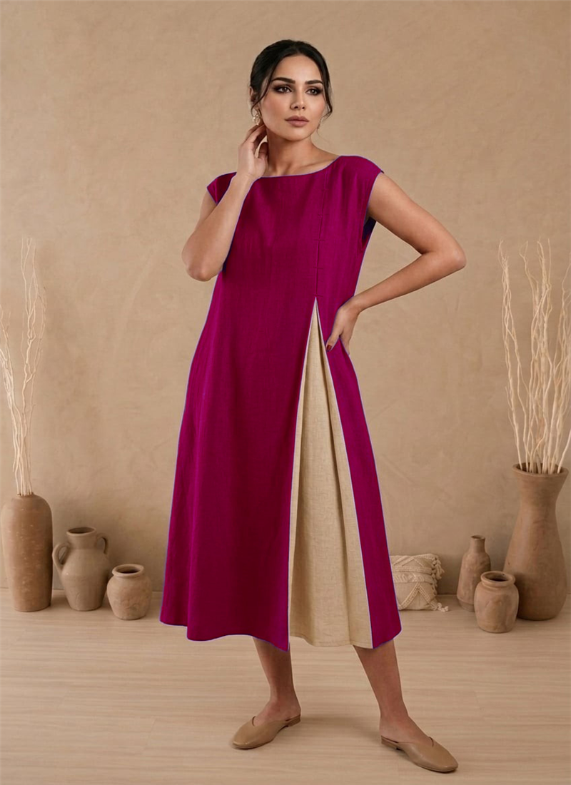 Purple Cotton Layered Midi Dress After Six Wear