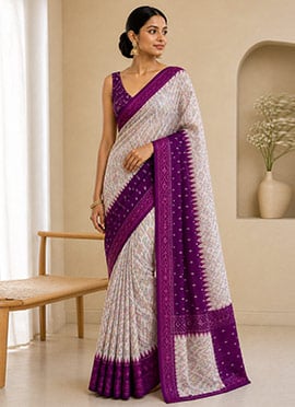 Purple Cotton Silk Woven Saree