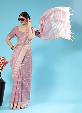 Purple Cotton Weaving Saree