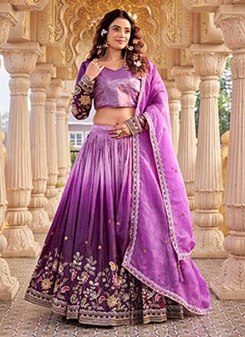 Purple Crush Silk Embroidered Sequins Lehenga