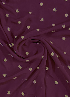 Purple Embroidered Chiffon Fabric