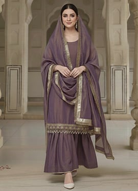 Purple Fandi Silk Sharara Suit