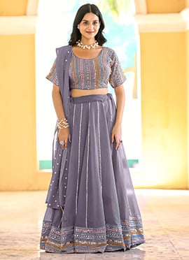 Purple Faux Georgette Embroidered Sequins Gorgeous Lehenga