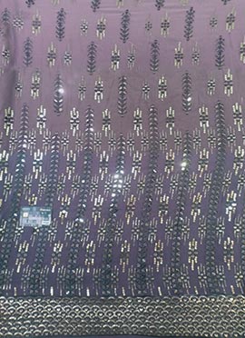 Purple Georgette Sequins Embroidered Fabric