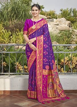 Purple Jacquard Banarasi Silk Saree