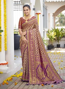 Purple Jacquard Banarasi Silk Saree