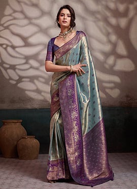 Purple Kanjivaram Soft Silk Zari Woven Saree
