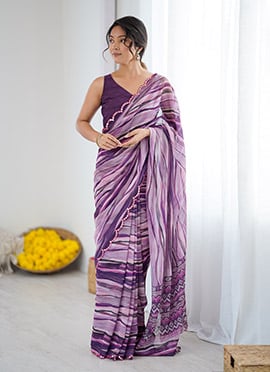 Purple Leheriya Print Faux Georgette Saree