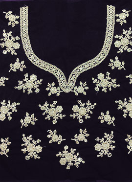 Purple Net Embroidered Fabric