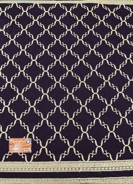 Purple Net Embroidered Fabric