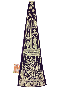 Purple Net Embroidered Fabric