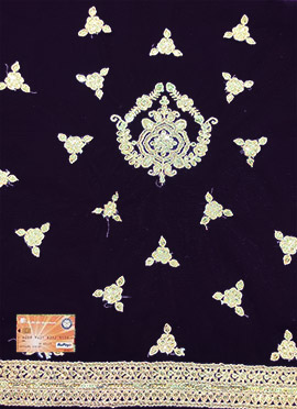 Purple Net Embroidered Fabric