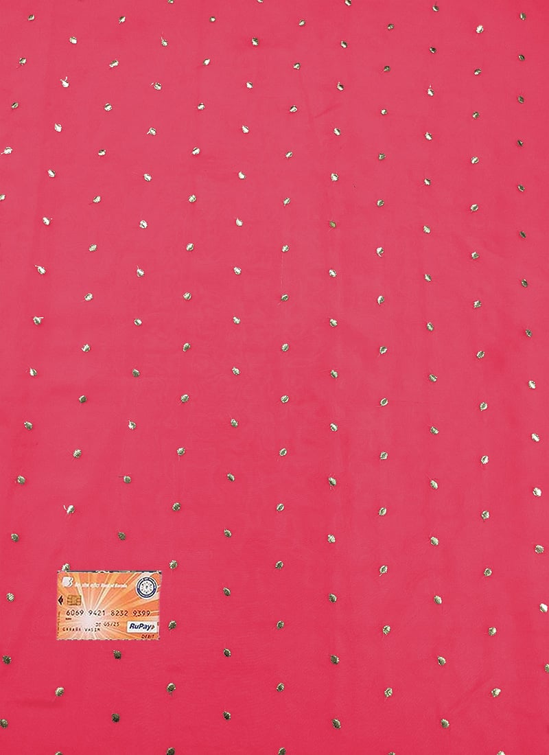 Vivacious Pink Organza Embroidered Fabric