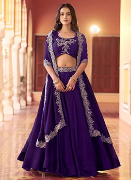 Purple Rangoli Silk Embroidered Sequins Lehenga