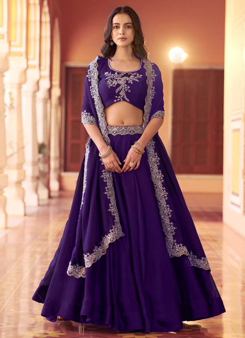 Purple Rangoli Silk Embroidered Sequins Lehenga Festive Wear