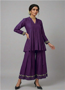 Purple Royal Twilight Rayon Cotton Statement Set
