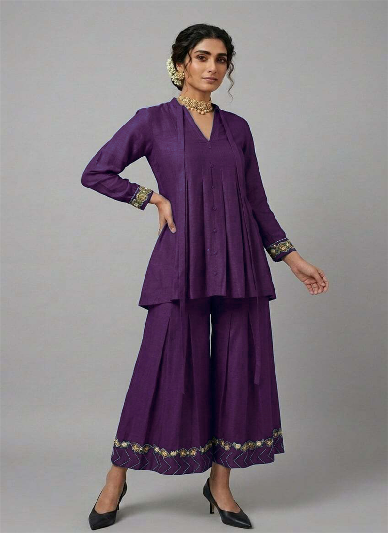 Purple Royal Twilight Rayon Cotton Statement Set After Six Wear