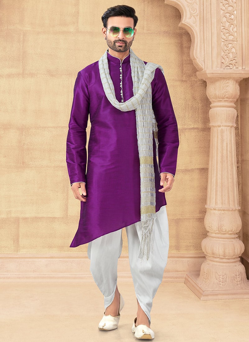 Purple Silk Dhoti Kurta